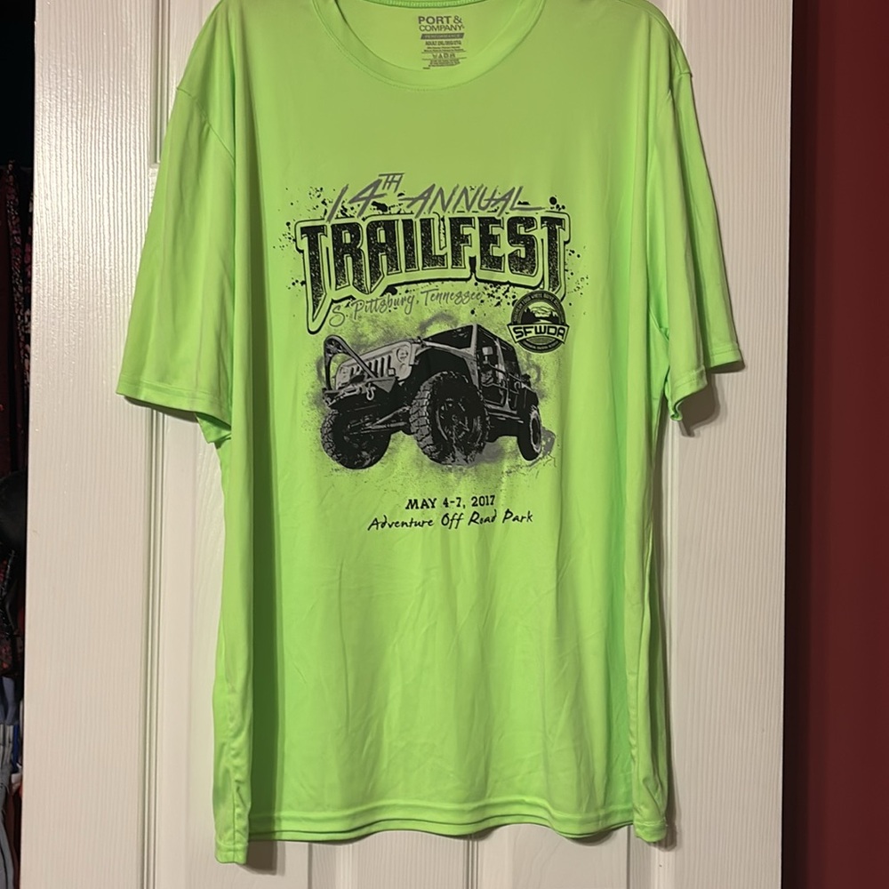 14th annual trail fest neon Green tshirt size 2XL